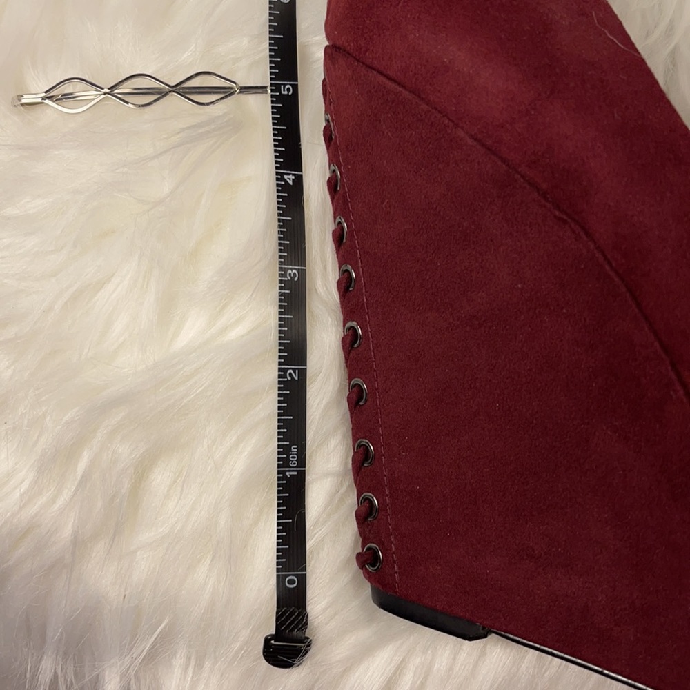 Guess by Marciano Burgundy Corset Wedge - Picture 7 of 12